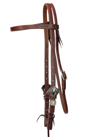 Browband - 3/4" Leather with Turquoise Longhorn Buckle