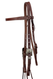 Browband - 3/4" Leather with Antiqued Silver Floral Buckle