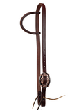 One Ear Headstall - 3/4" - Large Black & Copper Flower Buckle