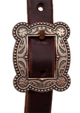 One Ear Headstall - 3/4" - Antique Copper Dotted Scroll Buckle