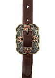 Browband Headstall - 3/4" Leather with Scrolled Copper Flower Buckles