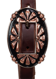 Browband Headstall - 3/4" Leather with Large Black & Copper Flower Buckles