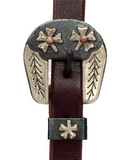 Browband Headstall - 3/4" Leather with Copper Dot 4-Leaf Clovers Buckles