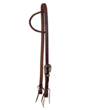 One Ear Headstall - 3/4" Leather with Copper Dot 4-Leaf Clovers Buckle