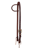 One Ear Headstall - 3/4" Leather with Copper Clover & Silver Bar Buckle