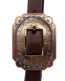 Browband Headstall - 3/4" Leather -  Antique Copper Scrolled Buckle