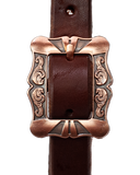 Browband Headstall - 3/4" - Antique Square Copper Scroll Buckle