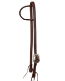 One Ear Bridle - 3/4" Slip Ear Headstall - Antique Silver Scrolled Buckle