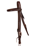 Browband Headstall - 3/4" - Antique Square Copper Scroll Buckle