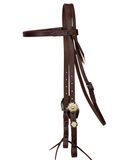 Browband Headstall - 3/4" Leather with Gold Flower Buckle Set