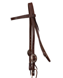 Browband Headstall - 3/4" Leather with Oval Copper Cactus Buckle