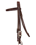 Browband Headstall - 3/4" Leather with Copper Daisy & Turquoise Stone