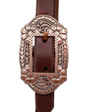 Browband Headstall - 3/4" Leather with Antique Copper Oval Flower Buckles