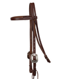 Browband Headstall - 3/4" - Antique Silver Scrolled Buckle