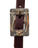 Browband Headstall - 3/4" Leather - Square Chili Pepper Buckles