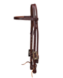 Browband Headstall - 3/4" Leather - Square Chili Pepper Buckles