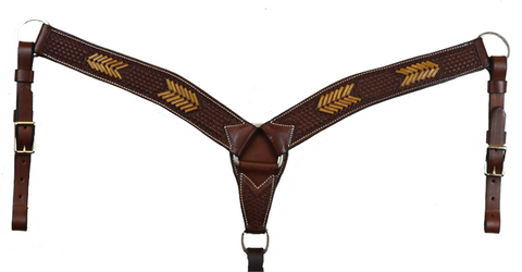 Breast Collar - 2" Basket Tooled with Rawhide
