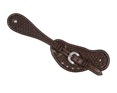 Ladies Spur Straps - Roohide Basket Weave with Dots