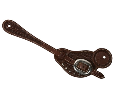 Men’s Spur Straps - Roohide Basket Weave with Dots