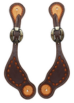 Spur Straps - Ladies Two Toned Diamond Tooled