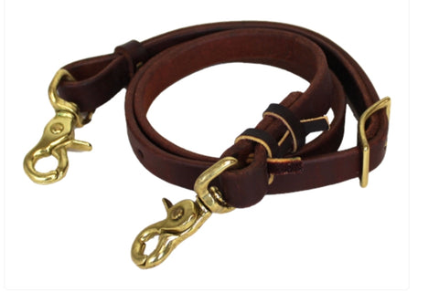 3/4" Harness Leather Tie Down Strap - Brass Scissor Snap