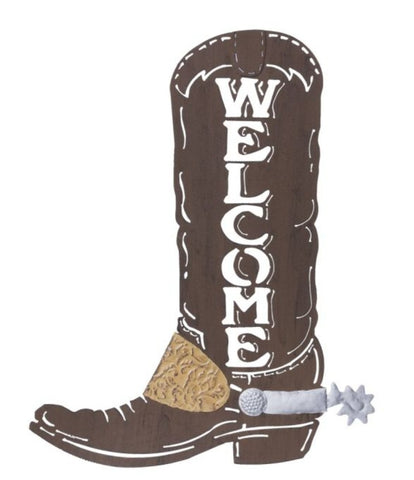 Welcome Sign - Cowboy Boot - Brown