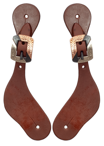 Ladies Leather Copper and Silver Buckle Spur Straps
