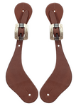 Men's Leather Silver Scroll Buckles Spur Straps
