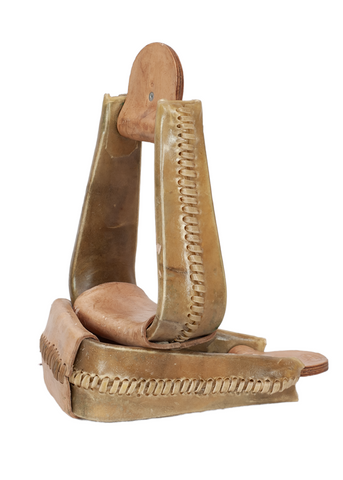 Stirrups - 3" Deep Roping Rawhide Wrapped