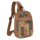 Mini Backpack - Wrangler - Denim Patchwork with Detachable Coin Pouch
