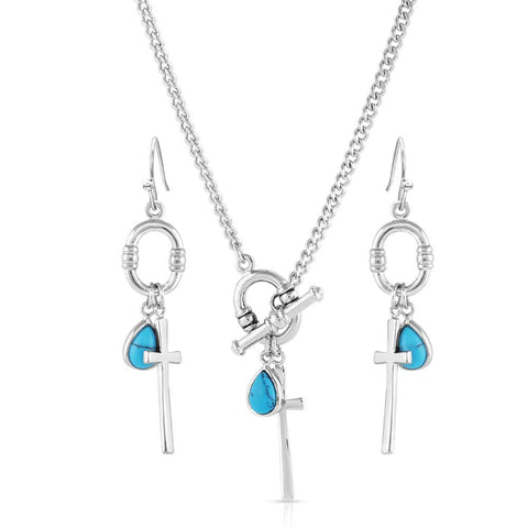 Montana Silversmiths - Charm Faith Turq Cross Set