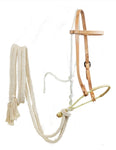 Leather Breaking Bridle w/Rawhide Wrapped Single Rope Nose Band