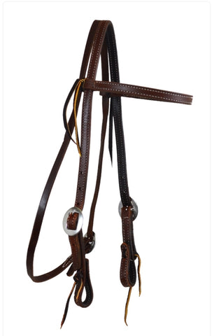 Browband Headstall  - 5/8" Double & Stitched Cart Buckles Hdst-201