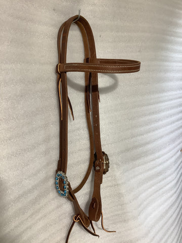 Browband Headstall - Turquoise Dot Concho W360005