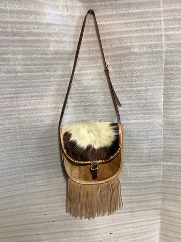 Tan Cowhide Purse with Fringe