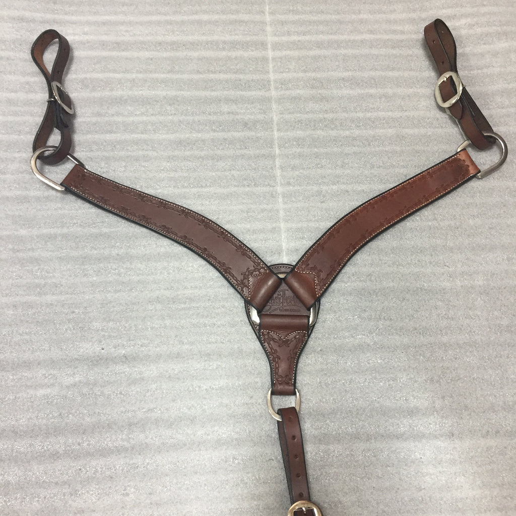 Western Dark Brown Lesther Tack Set of Headstall and Breast 