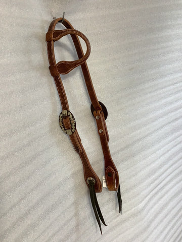 One Ear Headstall - Antique Floral Buckle hdst-520